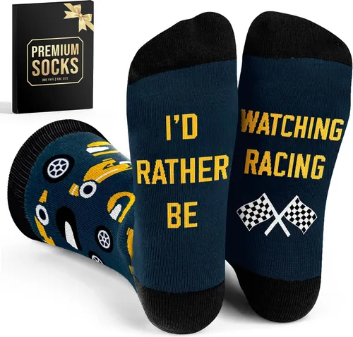 Miniatura 19 de VICRAZY Coche de Carreras, Calcetines de Coche Deportivo para Hombres, Mujeres - Regalos de Fórmula 1, Calcetines de Carreras, Rellenos de Media