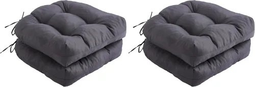 Miniatura 23 de IPYNBAP Juego de 2 cojines para sillas de exterior, cojines para sillas de patio con lazos, 17x17+4" cojines de asiento acolchados para exteriores