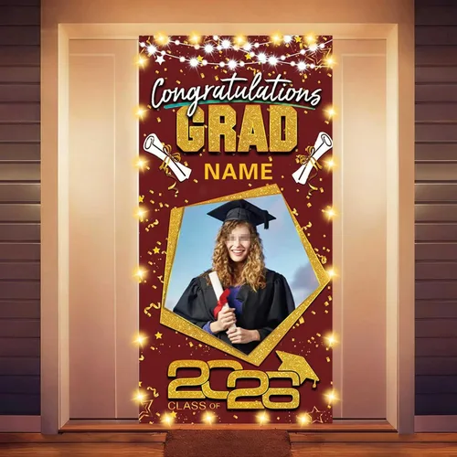 Miniatura 50 de Decoraciones personalizadas para fiestas de graduación 2026 – Cartel de felicitación de graduación grande – Cartel de fondo de graduación