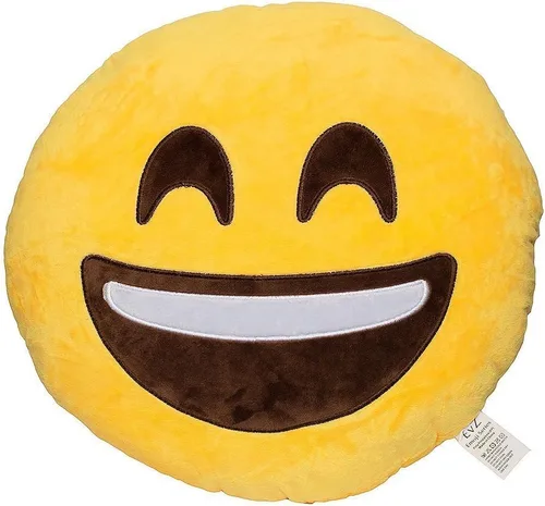Miniatura 24 de Emoji Cara de Alienígena Cojín de Emoticón Relleno de Felpa Suave Almohada, Certificado Oficial, EvZ 31cm Gris