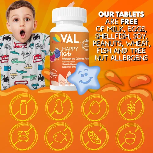 Miniatura 8 de VAL Magnesio para Niños Magnesio de Alta Absorción para Calma, Relajación y Concentración Glicinato de Mg, Citrato y Taurato con Vitamina B6