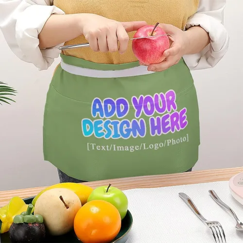 Miniatura 230 de AXKEUDO Delantal personalizado con bolsillos, delantales de cintura para camarera para cocinar en casa, restaurante, servir trabajo