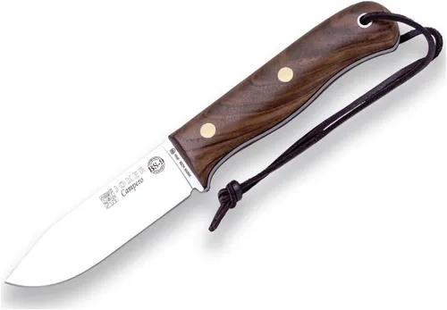 Joker Cuchillo de caza CN112 BS9 Campero, hoja 4.13 pulgadas acero de SANDVIK 14C28N, con funda de cuero marrón, herramienta para pesca, caza,
