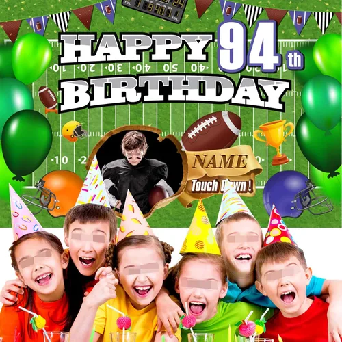 Miniatura 5 de Cartel personalizado de decoración de cumpleaños 94 con temática de fútbol – Cartel de tela personalizado para suministros de fiesta de cumpleaños