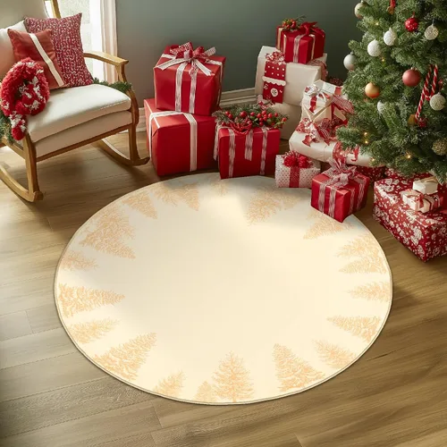 Miniatura 12 de COLLACT Alfombra de pasillo de Navidad de 2 x 10 pies, color verde sobre crema, alfombra de camino de árbol de Navidad, alfombra lavable, alfombra