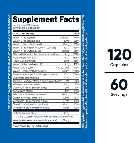 Miniatura 2 de Nutricost Multivitamínico con probióticos 120 cápsulas vegetarianas (2 botellas) - Repleto de vitaminas y minerales