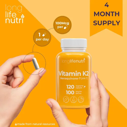 Miniatura 5 de Vitaminas K2 MK-7, 120, Anaranjado, 1