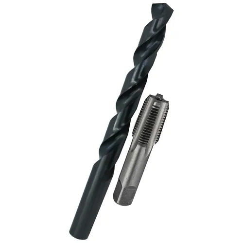 Miniatura 15 de Drill America POU juego de llave de tubería de acero de carbono NPT y broca para taladro HSS (1/8 pulgadas NPT - 1 pulgadas NPT), 1