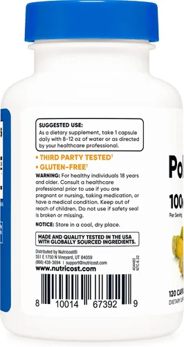 Miniatura 3 de Nutricost Policosanol 100 mg, 120 cápsulas - Sin gluten, sin OMG y apto para vegetarianos