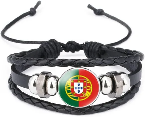 Miniatura 11 de vmcoatdu Mundial Muchas Banderas Nacionales Brazalete Retro de Aleación de Cuero para Pulsera de Cuerda Trenzada de Bandera Nacional
