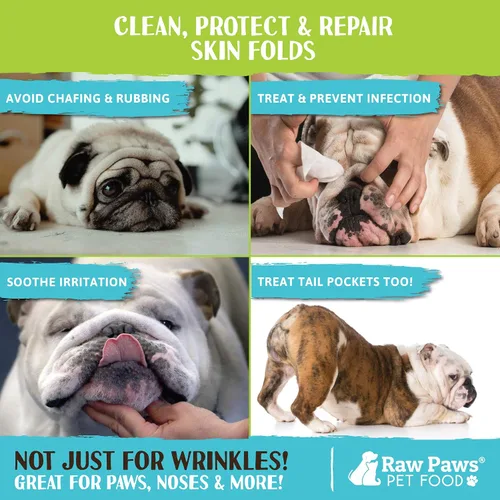 Miniatura 5 de Raw Paws Bálsamo antiarrugas y piel – Tamaño extra – (4 onzas) – Bálsamo antiarrugas seguro para las lamidas para perros, pasta para bulldogs