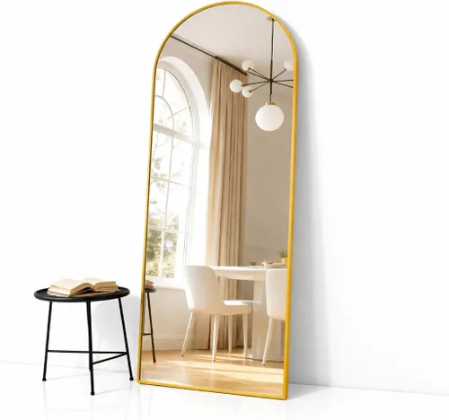 Simple Deluxe Espejo arqueado de longitud completa, espejos grandes de piso de 71 x 26 pulgadas, para pared, puerta, dormitorio, baño, sala de estar