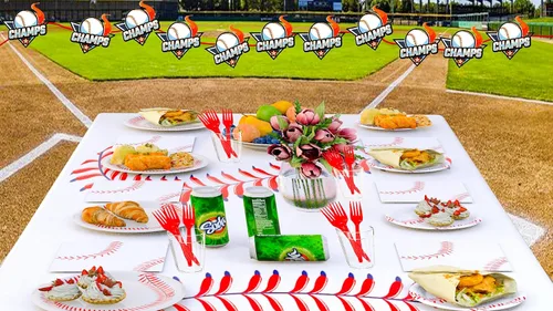 Miniatura 5 de 120 servilletas de béisbol de 6.5 pulgadas con patrón de béisbol con temática de béisbol para fiestas, fiestas deportivas, suministros de fiesta