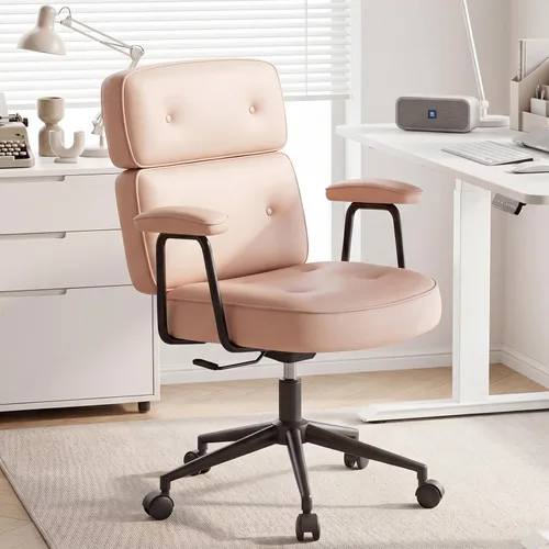 OLIXIS Silla ergonómica de escritorio para oficina en casa, silla de computadora de piel sintética con soporte lumbar, altura ajustable, giratoria,