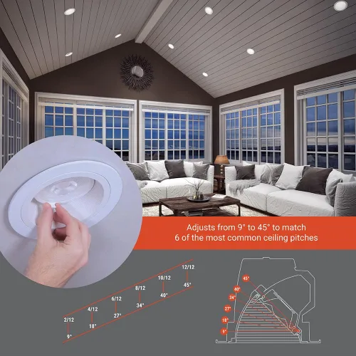 Miniatura 4 de HALO RLS - Lámpara LED empotrable ajustable de 4 pulgadas para techos inclinados con temperatura de color seleccionable 2700K-5000K, regulable, 900