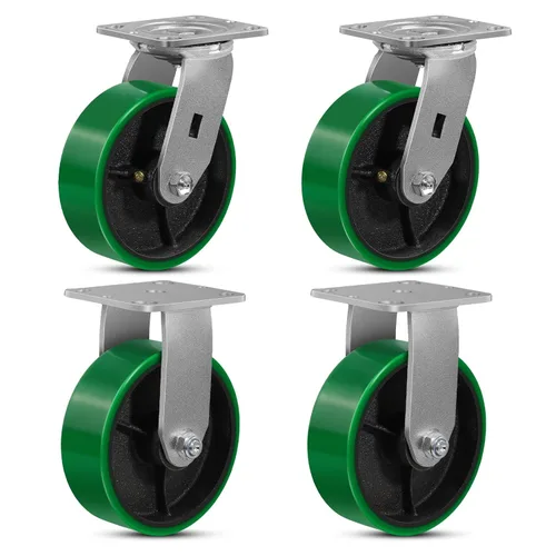 Miniatura 81 de Ruedas giratorias, ruedas industriales de 4 pulgadas resistentes, poliuretano en rueda de acero, ruedas giratorias de placa superior
