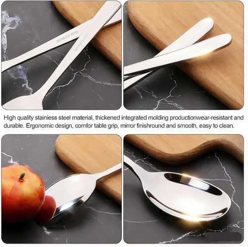 Miniatura 4 de 8 cucharas grandes para servir, cucharas de acero inoxidable para servir bufé