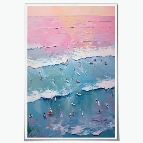 Miniatura 13 de Póster de surf oceánico azul de los años 90, arte de pared de verano y playa, surfista costero, hombres, deportes extremos de agua, impresiones