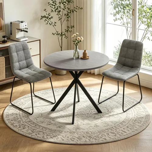 Miniatura 16 de Juego de 2 sillas y mesas de comedor redondas de 31.5 pulgadas para 2, pequeñas sillas de comedor que ahorran espacio, juegos de comedor pequeños