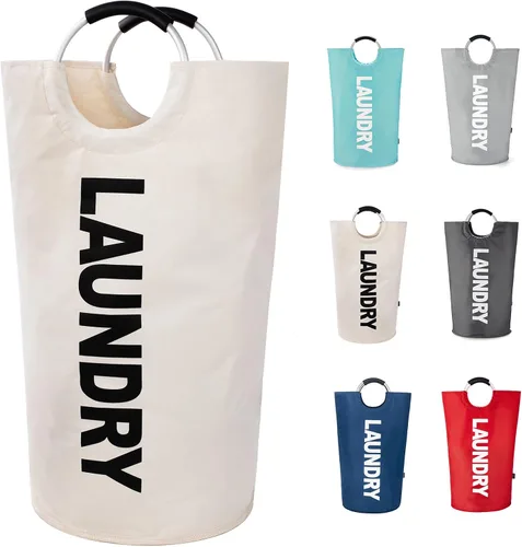 Miniatura 24 de Twira Cesta de lavandería grande de 90 litros, cesta de lavandería que se mantiene bien, bolsa de lavandería con asas acolchadas, contenedor de ropa