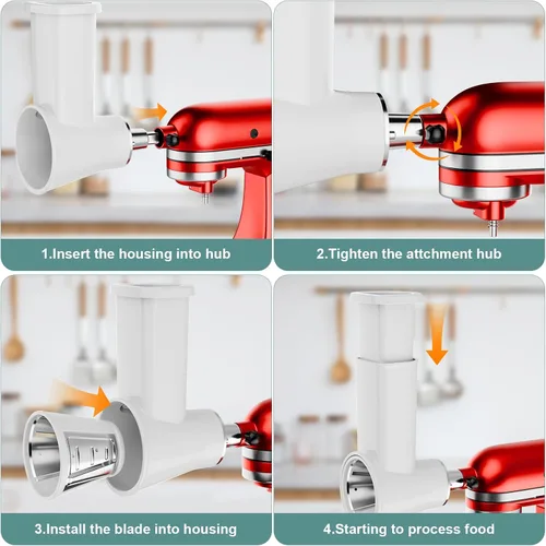 Miniatura 5 de Accesorio de corte y trituración para batidora de pie KitchenAid, rallador de queso para KitchenAid, ensaladera, molinillo de especias, apto