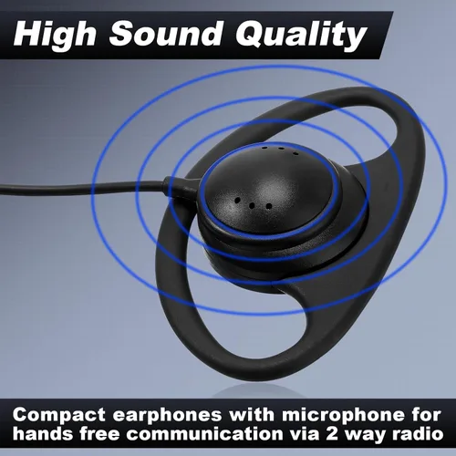 Miniatura 4 de Macarrie 6 auriculares de radio con micrófono 2 pines en forma de D Walkie Talkie auricular con micrófono Walkie Talkie Auricular compatible