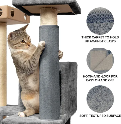 Miniatura 6 de Furhaven Funda para poste rascador envolvente para gatos de interior, se adapta a postes de hasta 3.5 pulgadas de diámetro, duradera y menos