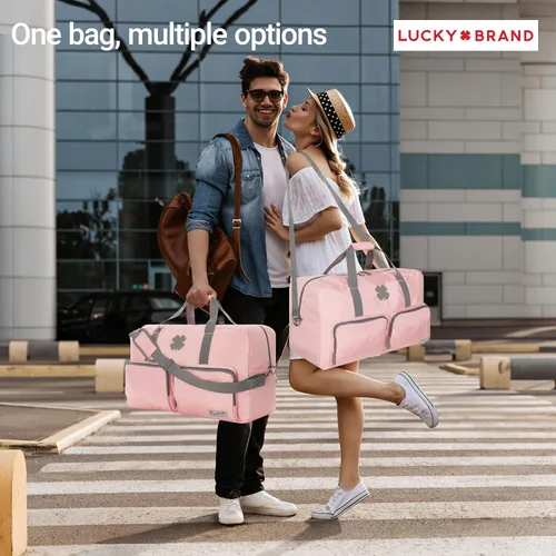 Miniatura 3 de Lucky Brand Bolso de fin de semana plegable para adultos con correa de hombro ajustable para adultos unisex, Rosa (Bridal Rose), Deportes