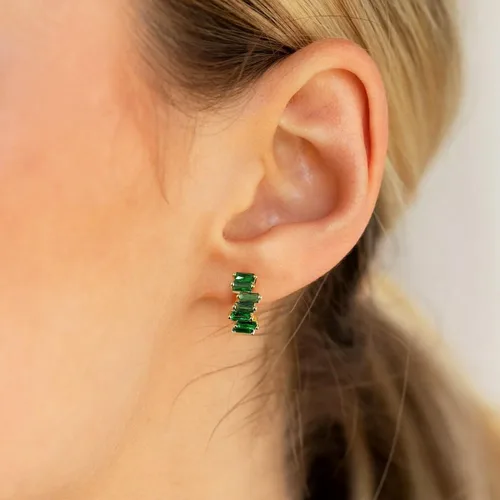 Miniatura 2 de Me&Hz Aretes de aro pequeños chapados en oro de 14 quilates, hipoalergénicos, con circonita cúbica, para mujer