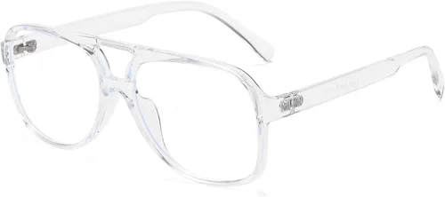 Miniatura 8 de Gafas de aviador retro con luz azul para mujeres y hombres de los años 70, gafas de piloto con marco de gran tamaño, antifatiga ocular