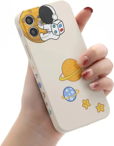 Miniatura 34 de Yonds Queen para iPhone 7 Plus / 8 Plus, linda funda con diseño de astronauta de dibujos animados, elegante parachoques de TPU suave, protectora