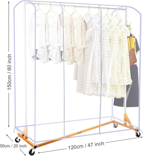 Miniatura 4 de Ruibo Funda Transparente para Perchero de Ropa, Funda para Perchero de Ropa con 2 Cremalleras Duraderas/Ropa Impermeable, Protector a Prueba