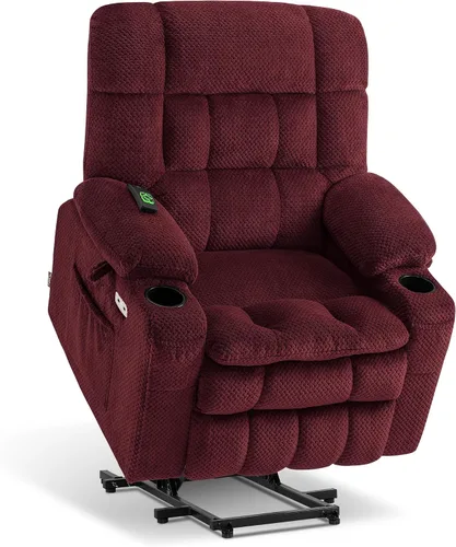 Miniatura 17 de MCombo 7893 - Silla reclinable pequeña de doble motor para ancianos pequeños, silla elevadora de gravedad cero con calor y masaje, posición Beige