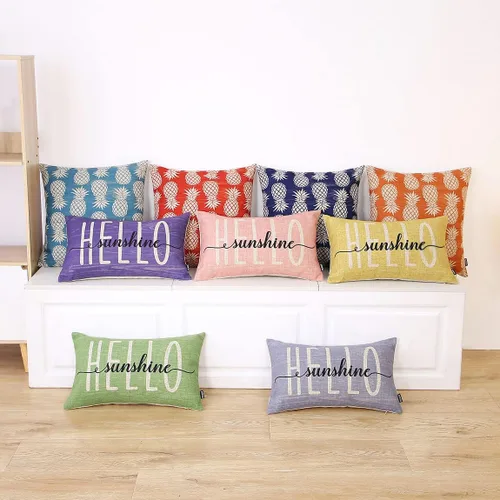 Miniatura 3 de TRENDIN PL899TR - Funda de almohada de verano de 12 x 20 pulgadas, decoración de Hello Sunshine para el hogar, funda de cojín rectangular de lino