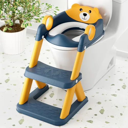 COOSEYA Asiento de inodoro, asiento de entrenamiento de baño para niños pequeños, entrenamiento de baño 2-en-1 mejorado para niños y niñas, Azul