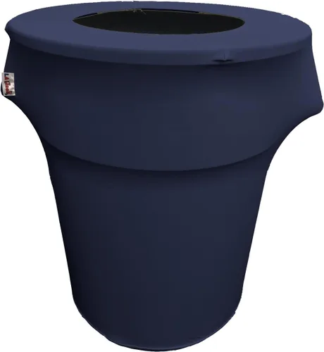 Miniatura 8 de LA Linen Cubierta para cubo de basura ajustable de elastano elástico de 32 galones, cubierta redonda para contenedor de residuos, decoración de Gris