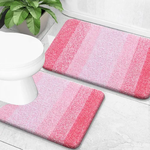 Miniatura 90 de OLANLY Juego de 2 alfombras de baño de microfibra suave y absorbente, antideslizantes, se pueden lavar y secar a máquina, alfombras de baño peludas