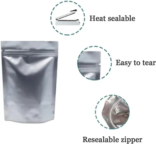 Miniatura 2 de FERENLI 50 piezas de papel de aluminio puro plateado de 7.1 x 10.2 pulgadas para bolsas de Mylar con cremallera, bloqueo de almacenamiento