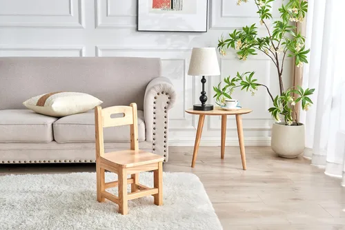 Miniatura 5 de Silla infantil de madera maciza de madera pura para niños, jardín de infantes y muebles para el hogar de los niños, natural (2 mismas sillas)