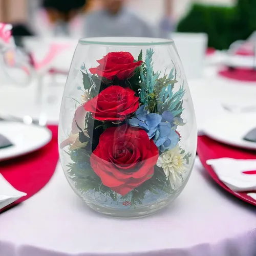 Miniatura 9 de Fiora Flower Rosas preservadas y arreglo floral en jarrón de vidrio sellado Dura hasta 5 años Regalo elegante para bodas, cumpleaños y Rojo