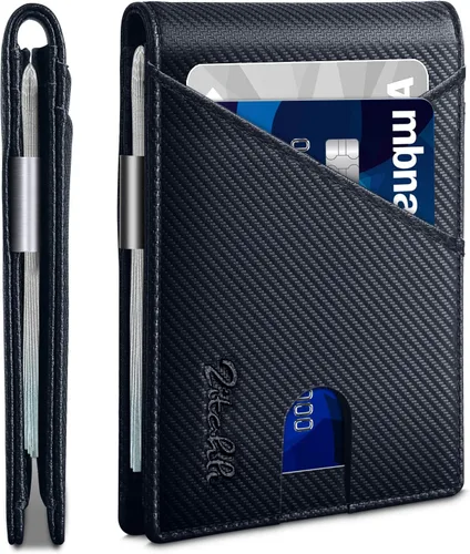 Miniatura 58 de Zitahli - Billeteras delgadas RFID para hombres, billetera de cuero flexible con clip de dinero, cartera minimalista con bolsillo frontal