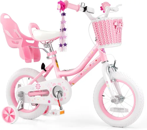 Miniatura 13 de Glaf - Bicicleta para niñas de 12, 14, 16 pulgadas con ruedas de apoyo, bicicleta para niños pequeños de 2 a 9 años, bicicleta con canasto y asiento