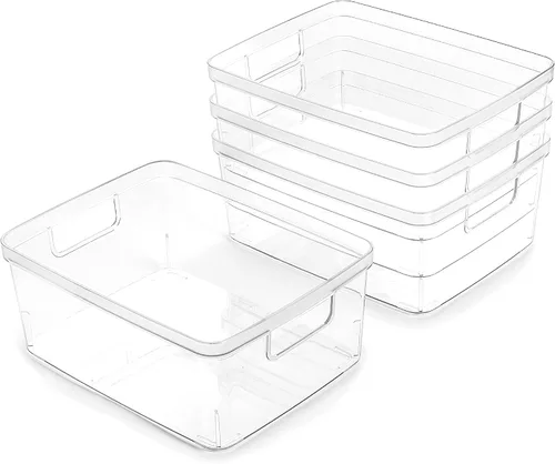 Miniatura 10 de BINO - Contenedores de almacenamiento de plástico, medianos, paquete de 2 de The Lucid Collection, contenedores organizadores multiusos con asas