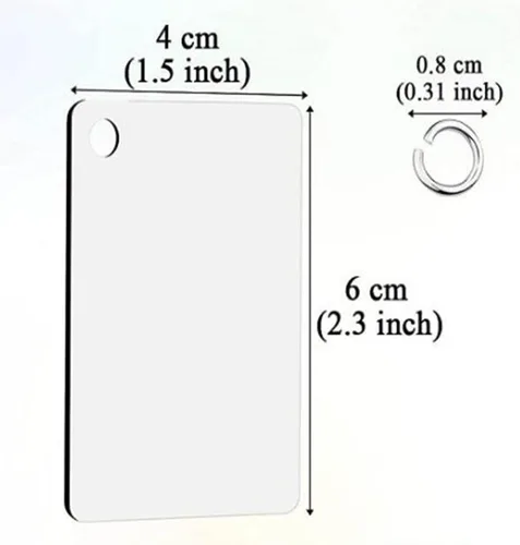 Miniatura 5 de Llavero de acrílico en blanco, 120 llaveros transparentes que incluyen 30 piezas en blanco acrílico, 30 borlas para llavero, 30 anillos para llavero
