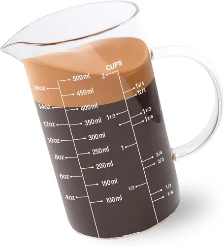 Miniatura 15 de Newness Taza medidora de vidrio con asa, 10.1 fl oz (0.3 litros, 1 1/4 taza) taza medidora con tres escalas (OZ, taza, ML/CC) y pico en forma de V