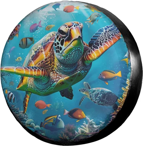 Miniatura 33 de Dujiea Bass Fish - Cubierta de neumático de repuesto con orificio para cámara de respaldo, cubierta universal de rueda y protector de neumáticos