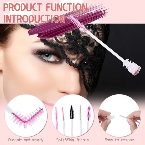 Miniatura 4 de Dming - Cepillo para pestañas, herramienta de maquillaje, suministros para extensiones de pestañas, cepillo de limpieza, rímel con diamante, 50
