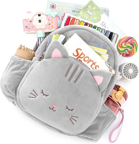 Miniatura 37 de Lazada Mochila para niños pequeños, juguetes de animales de peluche, mochila pequeña, color gris, 9.5 pulgadas