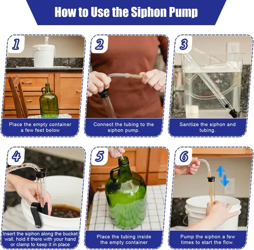 Miniatura 6 de Saillong Sifón para elaboración de vino, bomba de sifón con 6 pies de tubo, varita de embotellado, abrazadera, esclusa de aire de burbujas y tapón