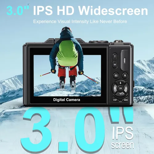 Miniatura 6 de Cámara digital 5K para fotografía - Cámara WiFi de 75MP para YouTube - Cámaras digitales UHD 18X Zoom con pantalla abatible de 3 pulgadas 180°